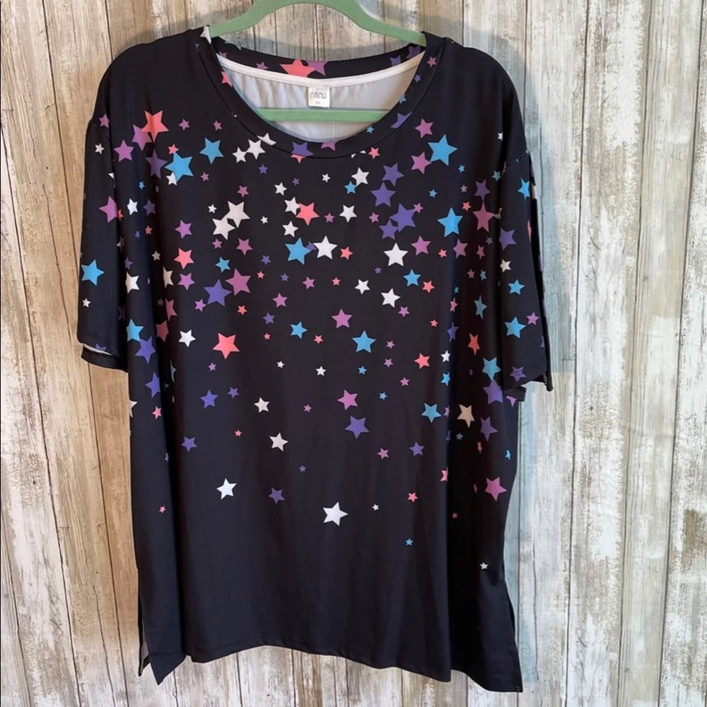 Nanu size 3X black blouse with stars- NEW